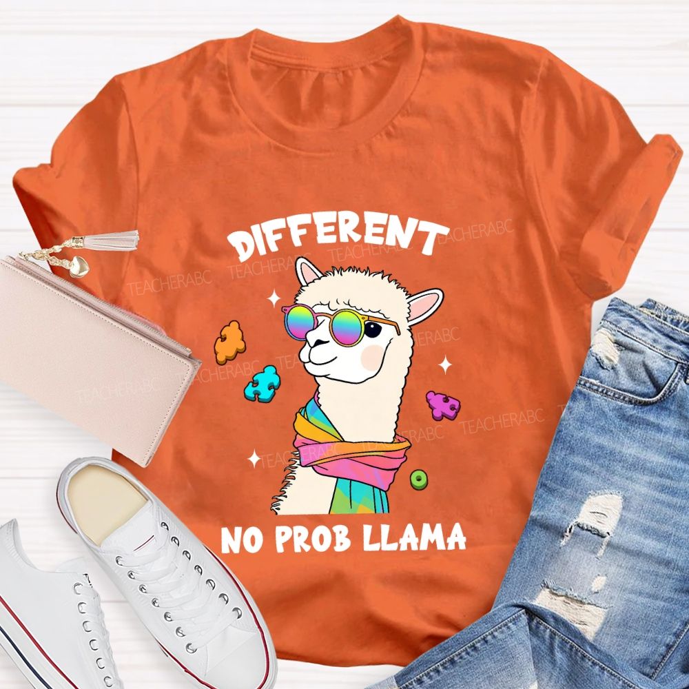 Different No Prob Llama Cute Alpaca Teacher T-Shirt