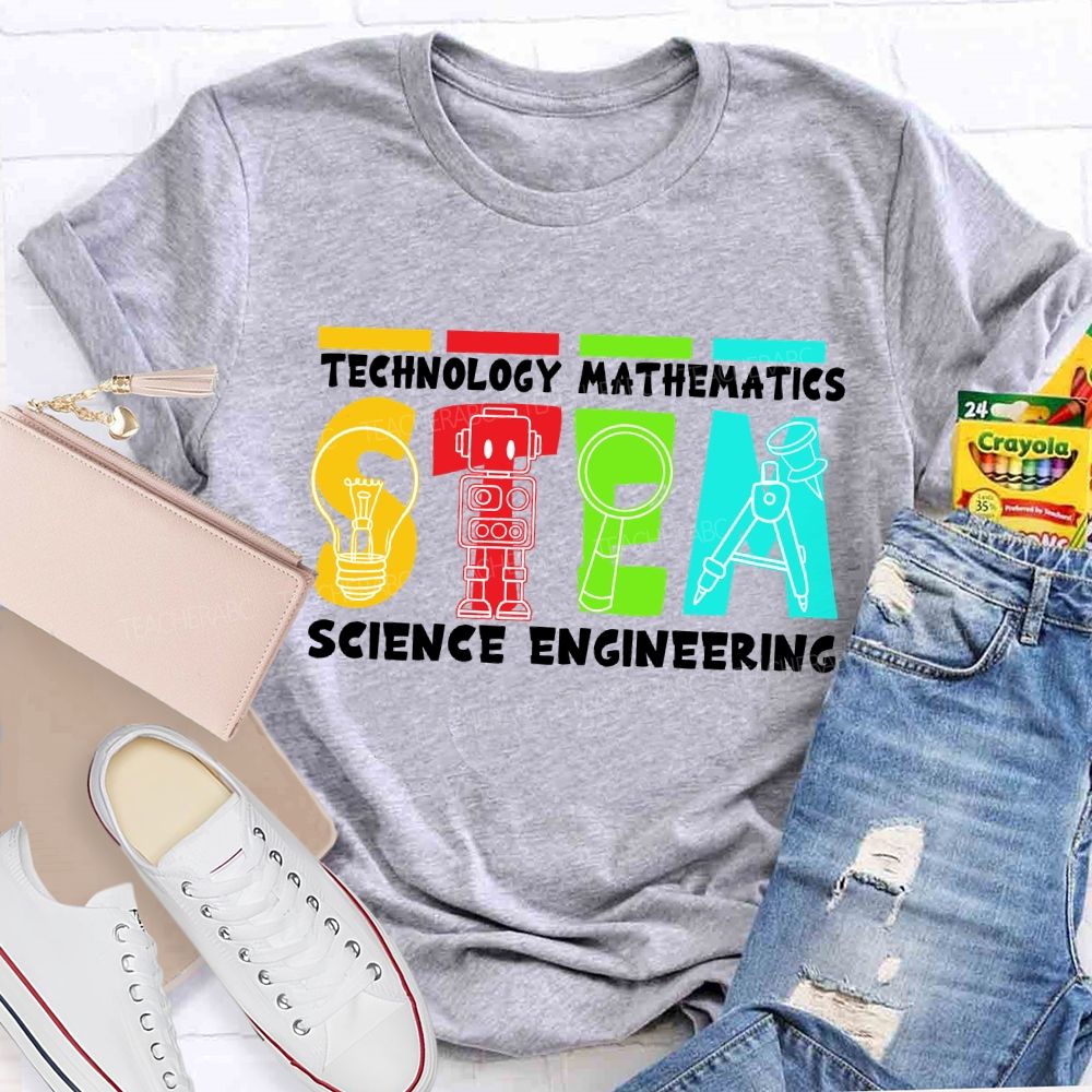 Stem Definition Colorful Block Teacher T-Shirt