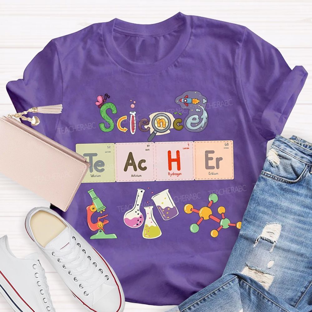 Science Teacher Various Experimental Equipment Teacher T-shirt