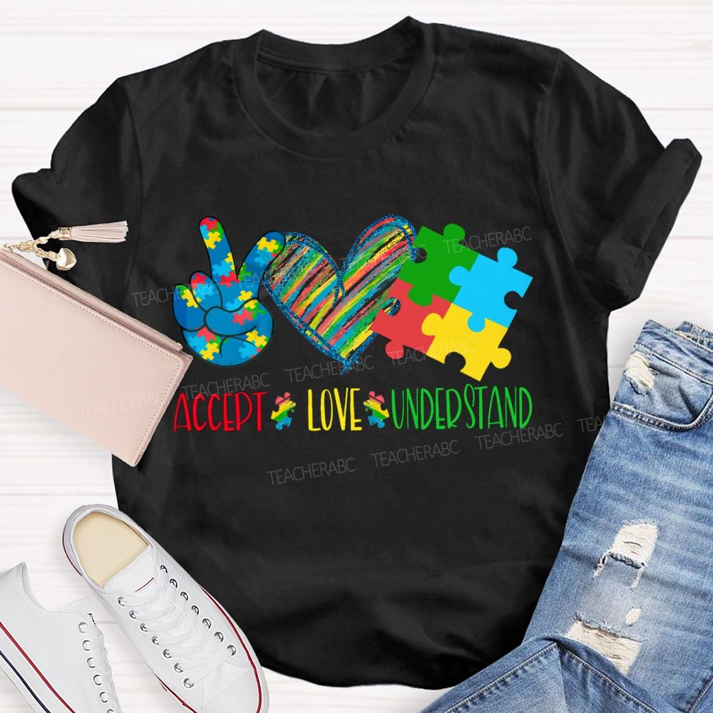 Accept Love Understand Colorful Hearts T-shirt