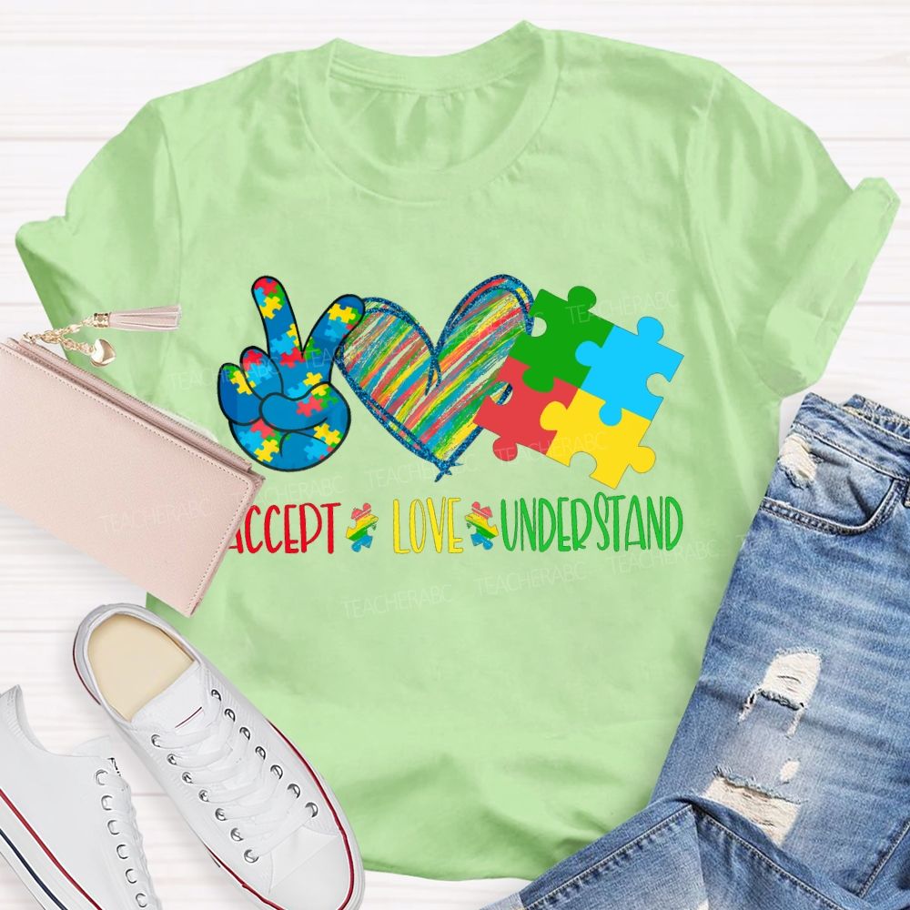 Accept Love Understand Colorful Hearts T-shirt