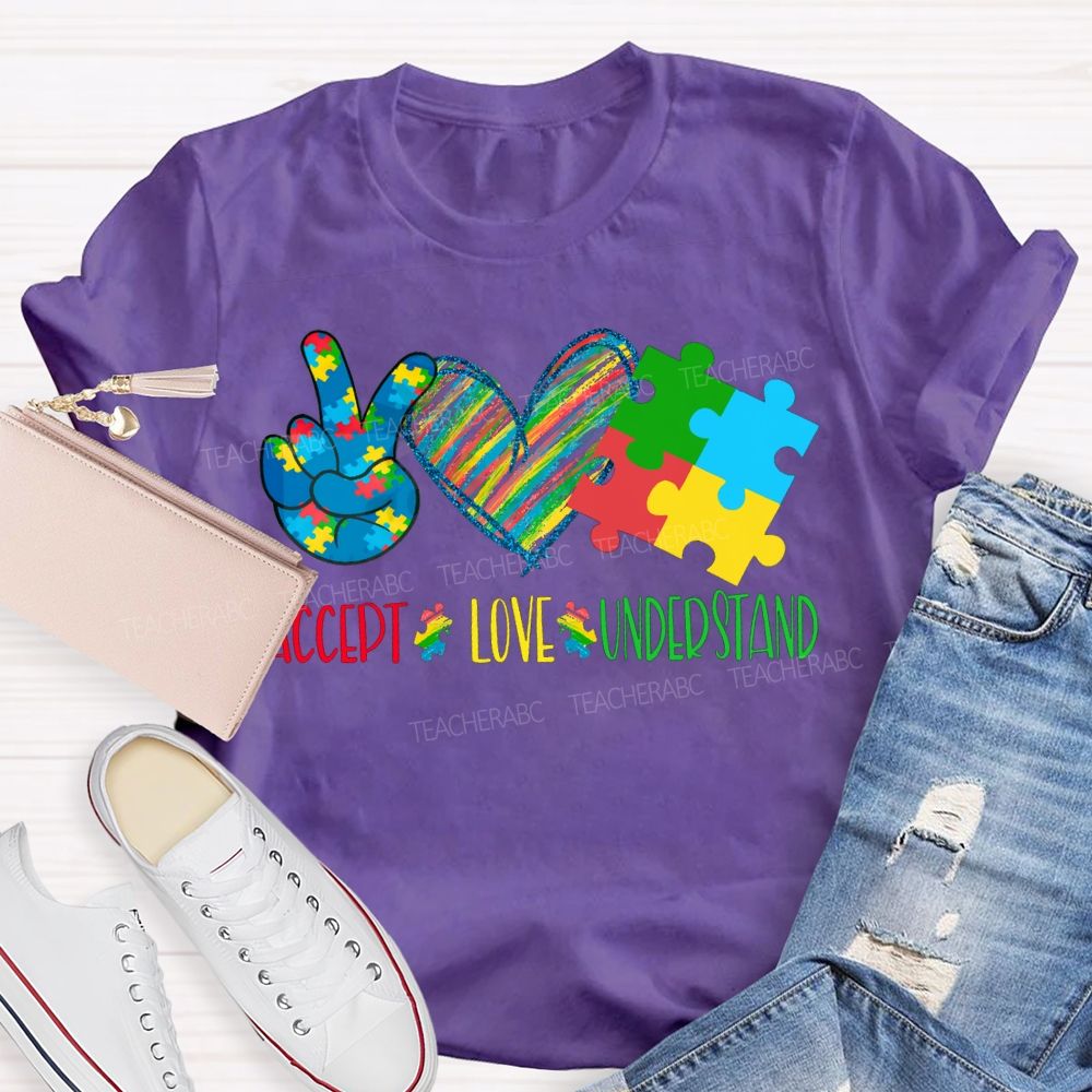 Accept Love Understand Colorful Hearts T-shirt