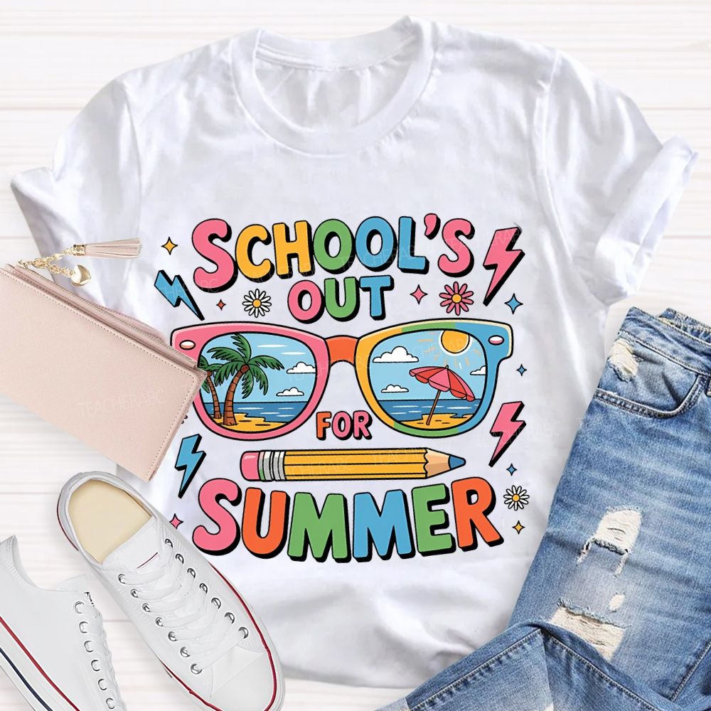School' Out For Summer Colored Font T-shirt