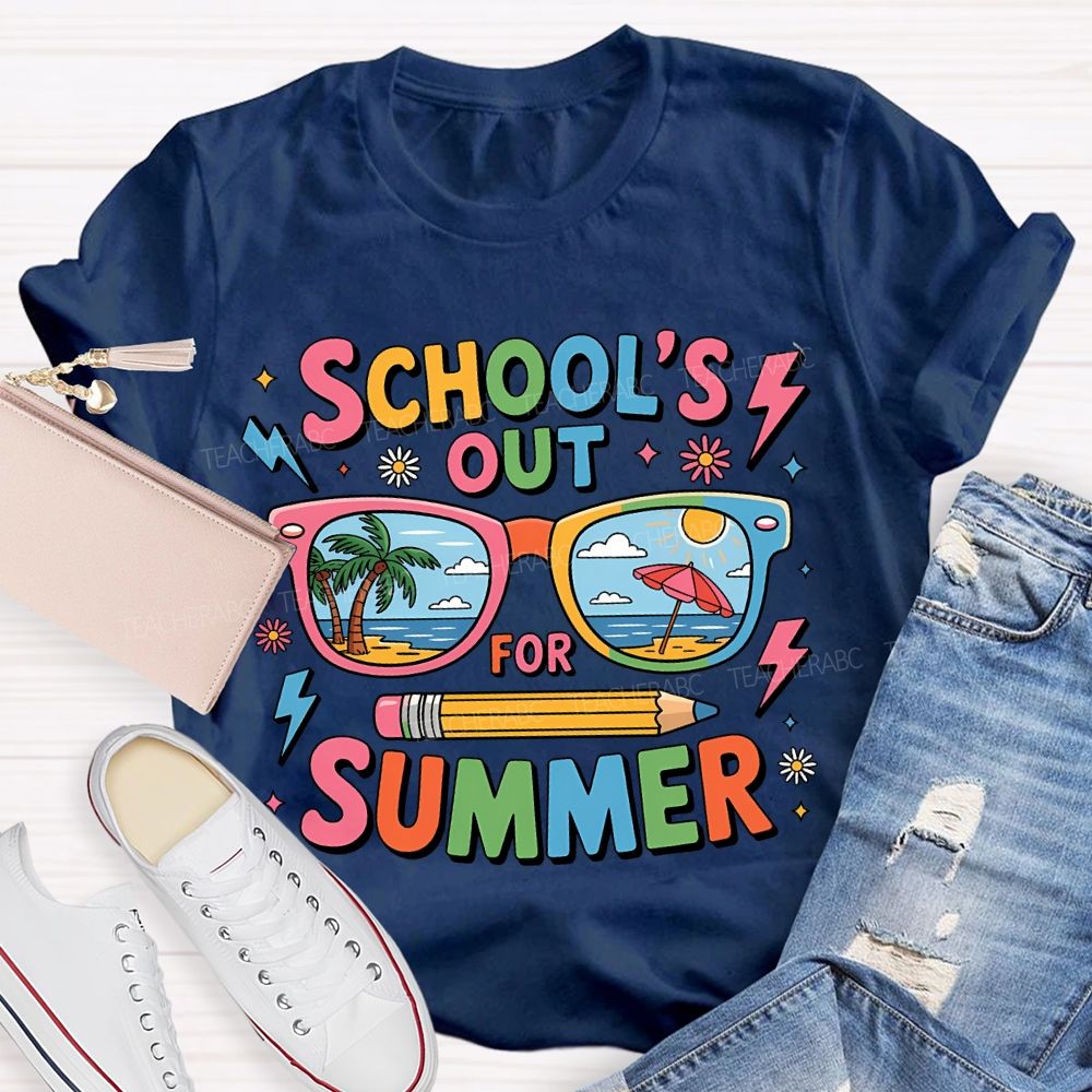 School' Out For Summer Colored Font T-shirt