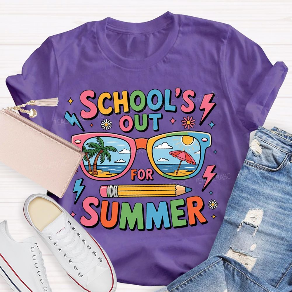 School' Out For Summer Colored Font T-shirt