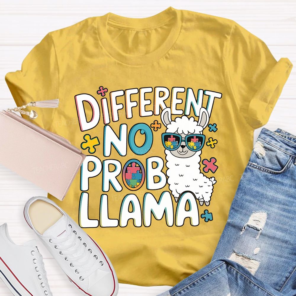 Different No Prob Llama Teacher T-shirt