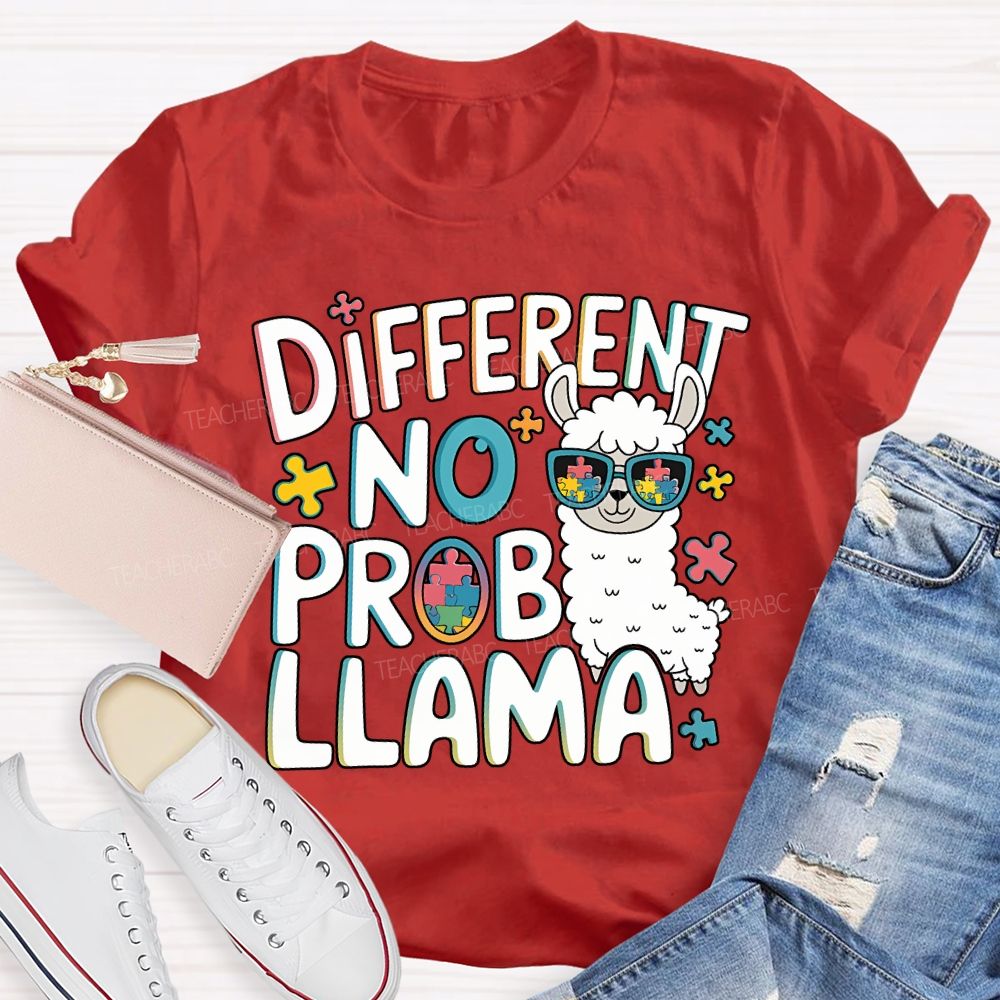 Different No Prob Llama Teacher T-shirt