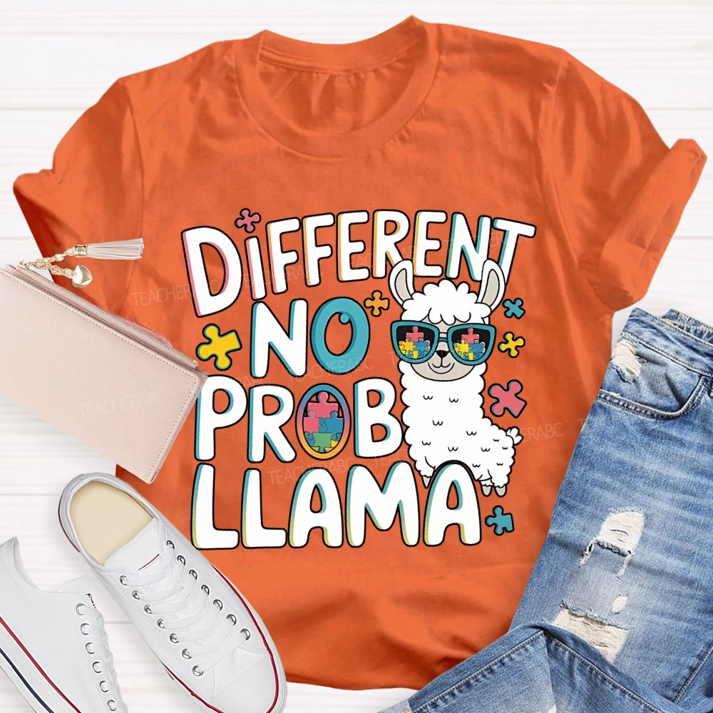 Different No Prob Llama Teacher T-shirt