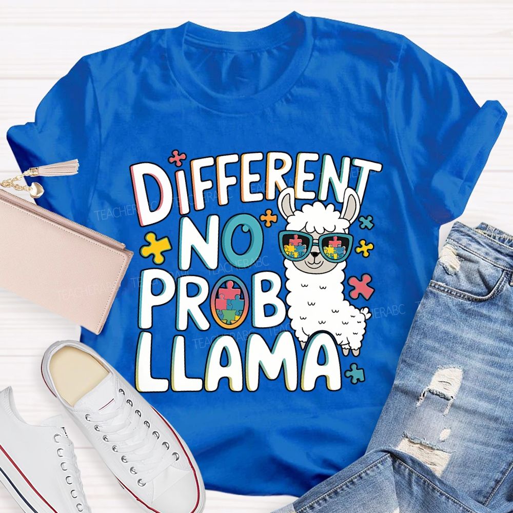 Different No Prob Llama Teacher T-shirt
