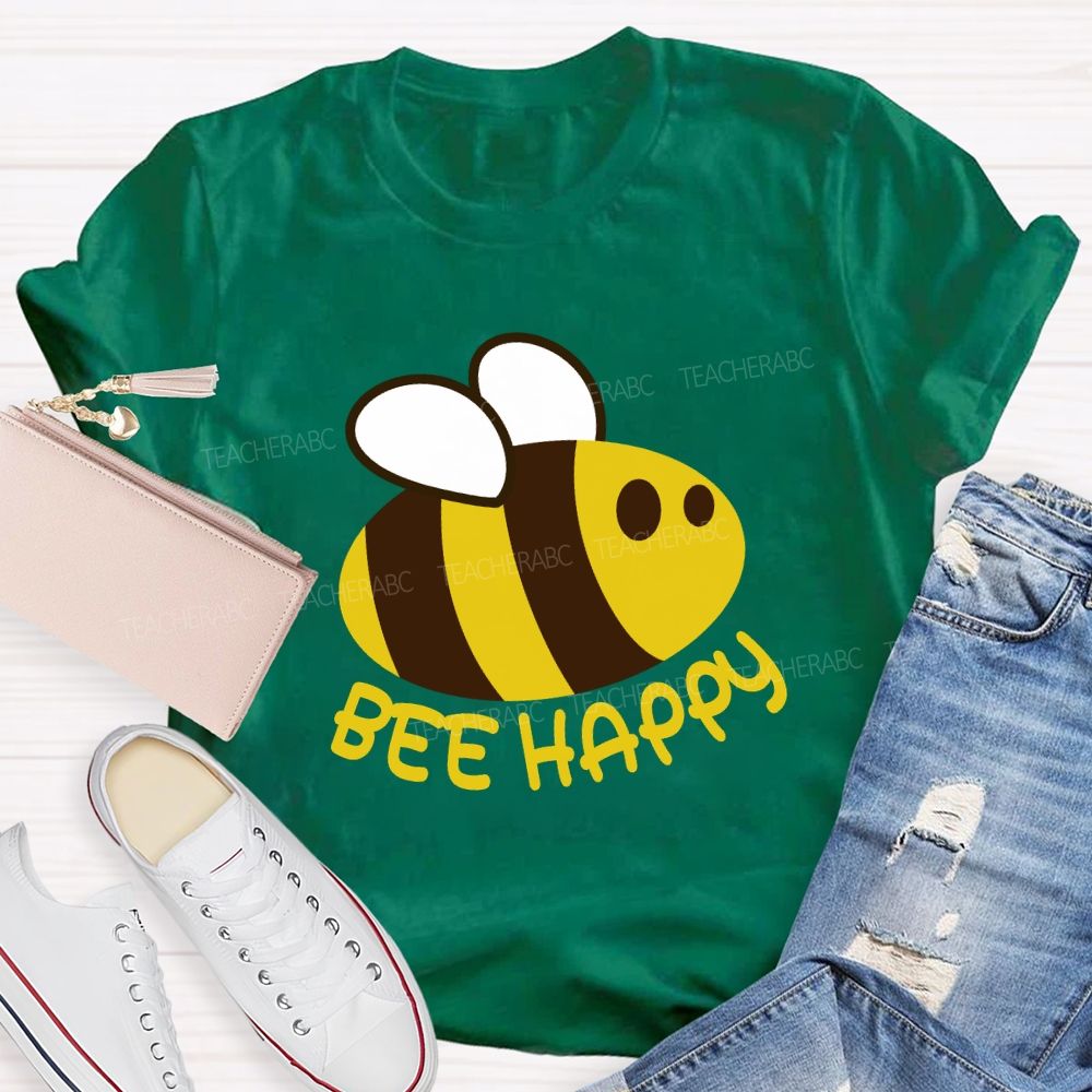 Bee Happy Cute Bee Teacher T-shirt
