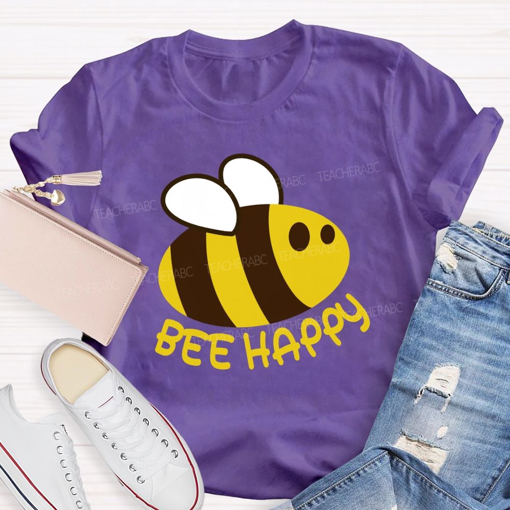 Bee Happy Cute Bee Teacher T-shirt