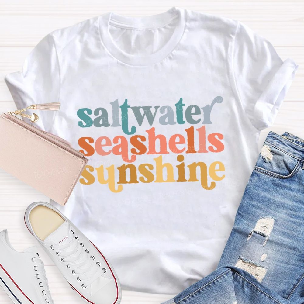 Saltwater Seashells Sunshine Teacher T-shirt