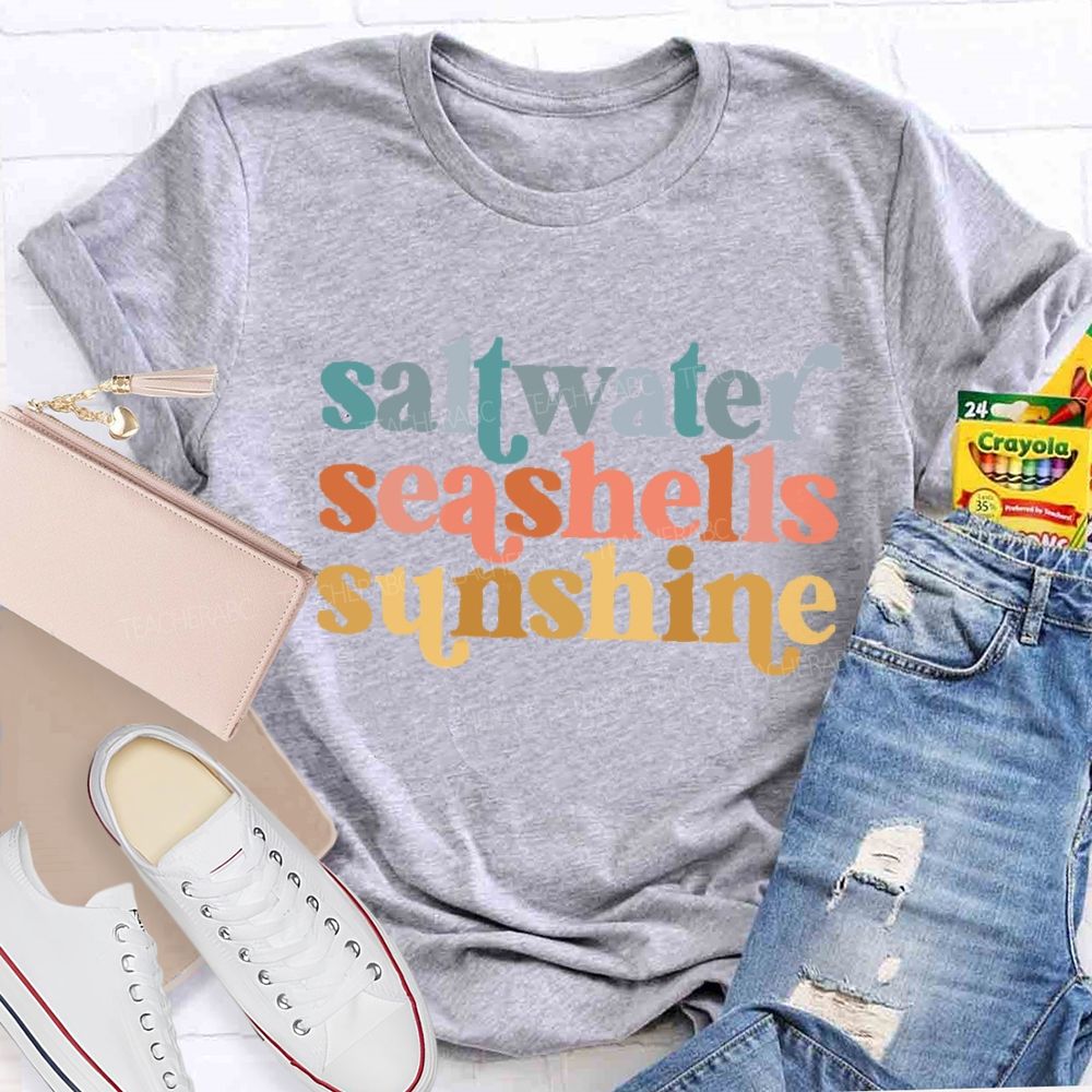 Saltwater Seashells Sunshine Teacher T-shirt