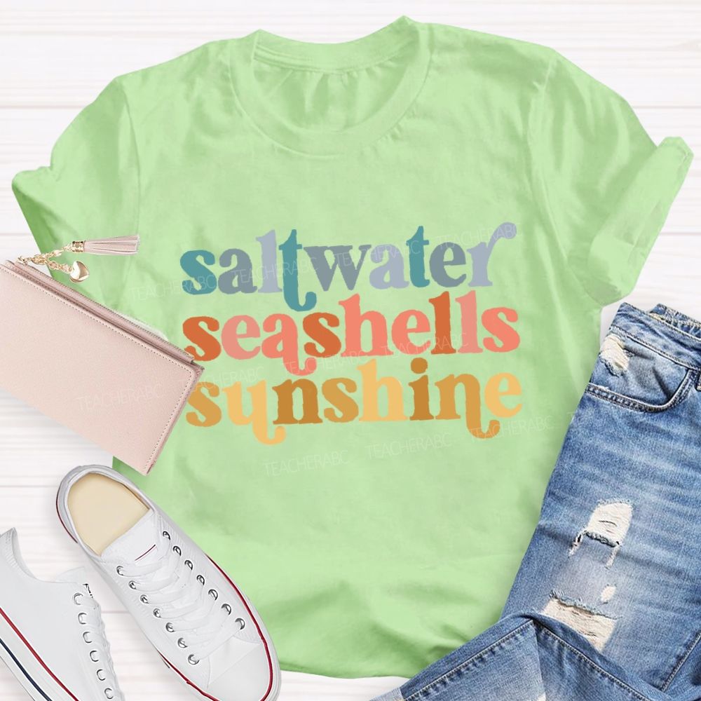 Saltwater Seashells Sunshine Teacher T-shirt