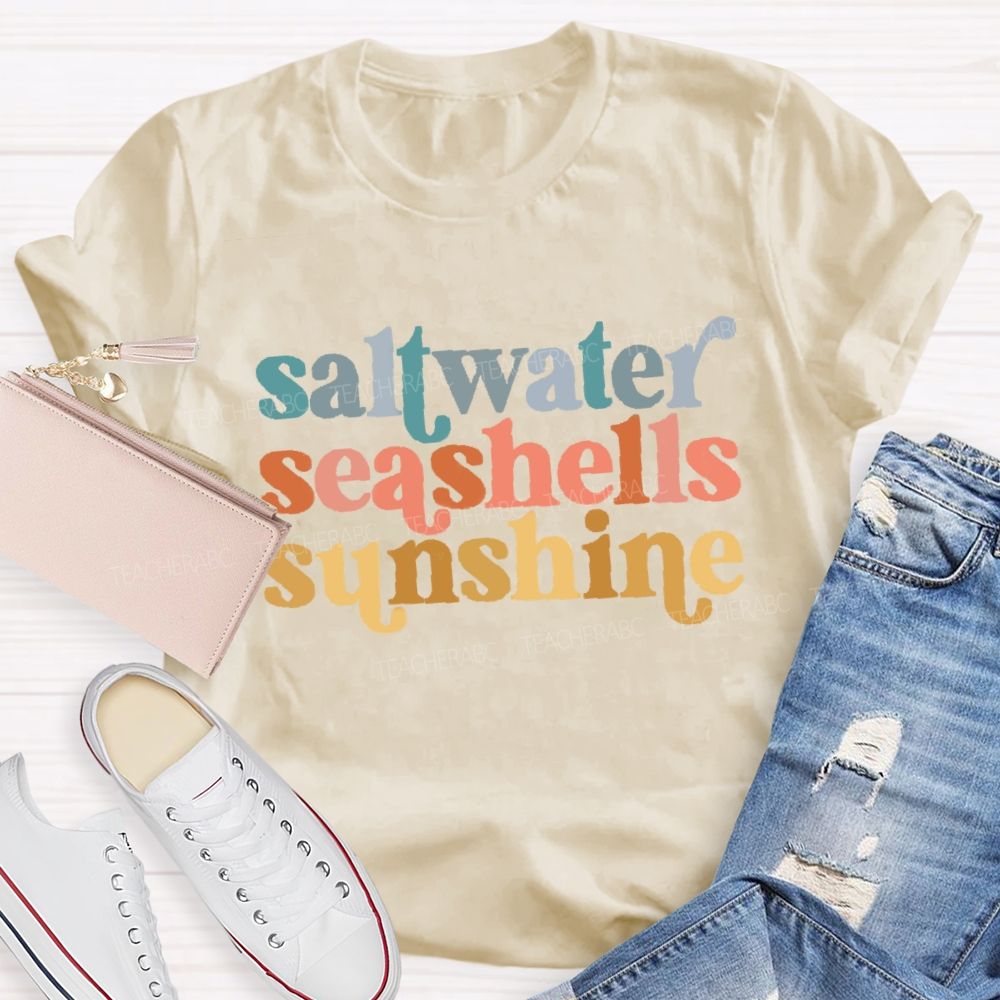 Saltwater Seashells Sunshine Teacher T-shirt