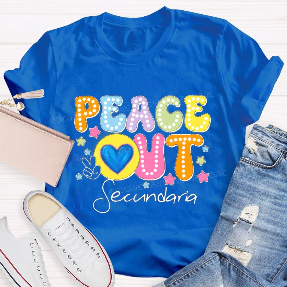 Personalized Teacher Name Peace Out Last Day Of School Teacher T-Shirt