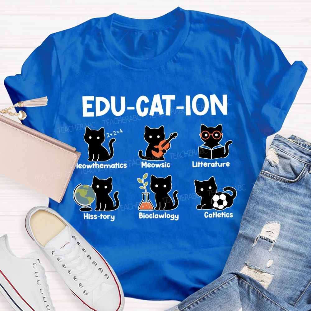 Education Mathematics Meowsic Literature History Teacher T-shirt