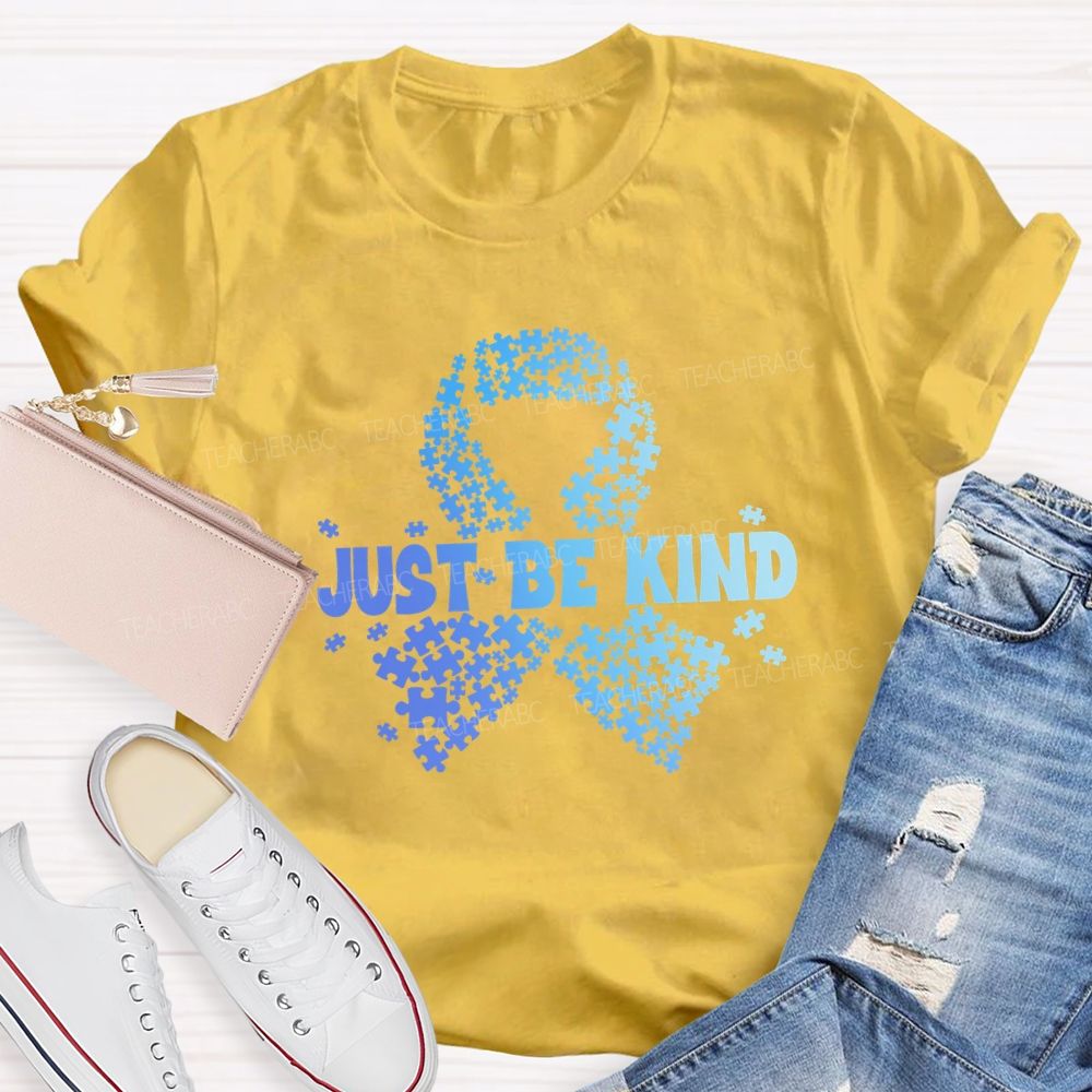 Just Be Kind Blue Ribbon Teacher T-shirt