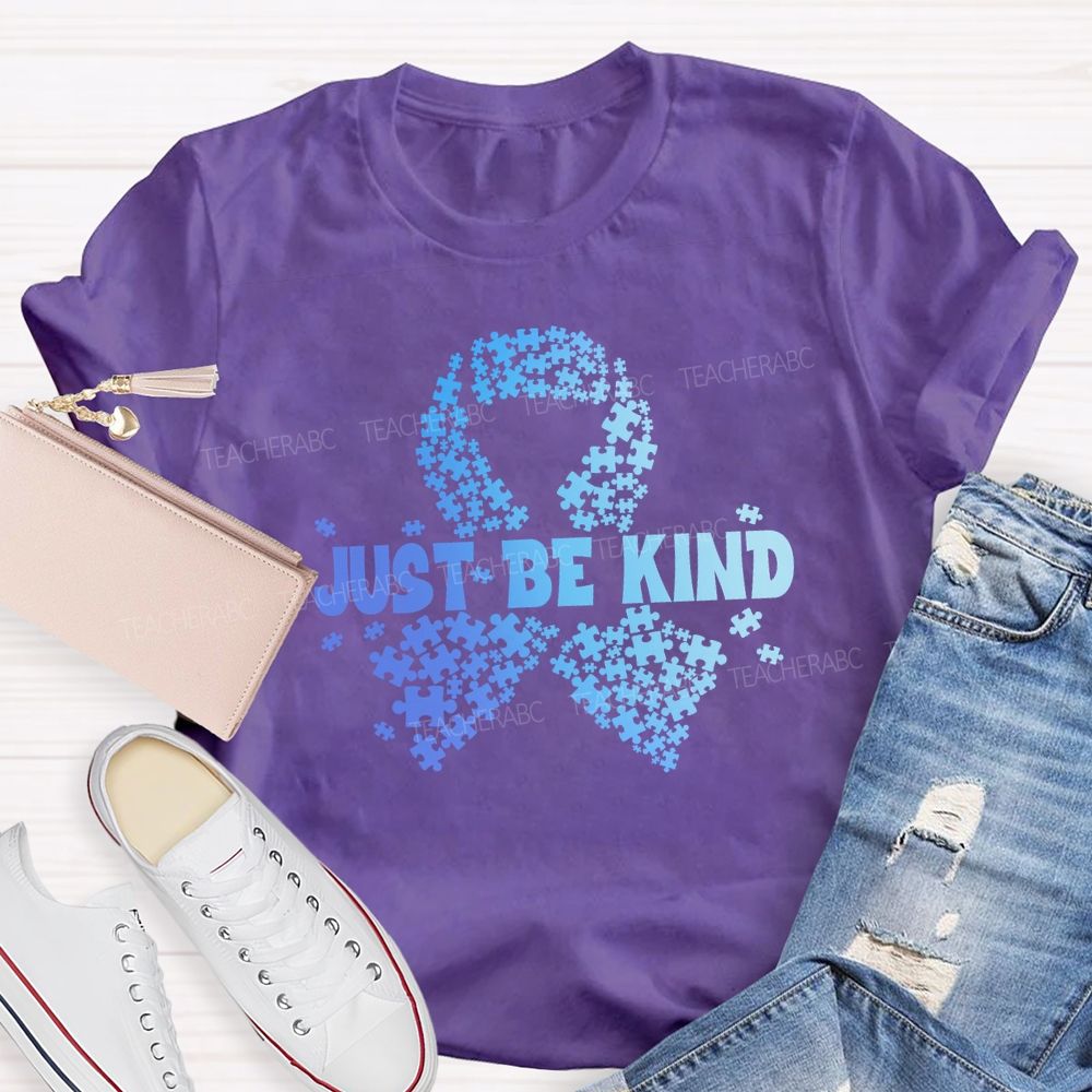 Just Be Kind Blue Ribbon Teacher T-shirt