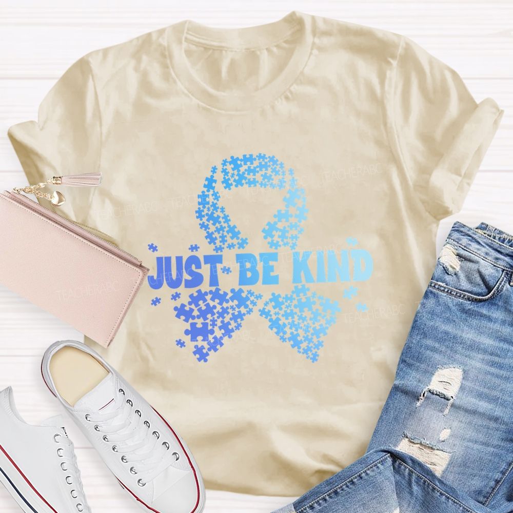 Just Be Kind Blue Ribbon Teacher T-shirt