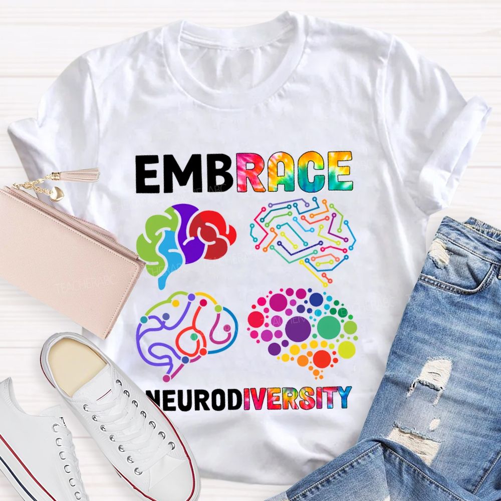 Embrace Neurodiversity Color EEG Teacher T-shirt