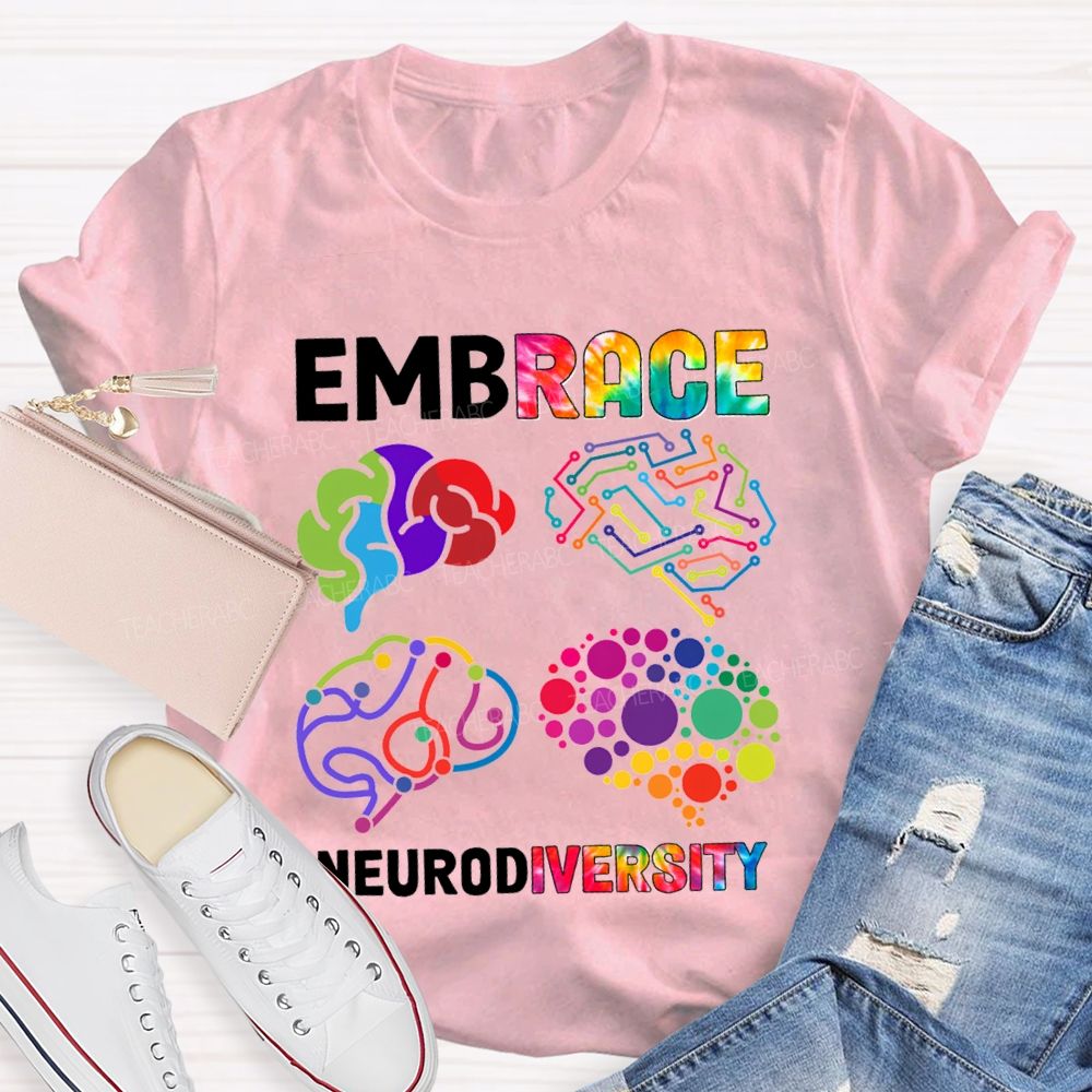 Embrace Neurodiversity Color EEG Teacher T-shirt