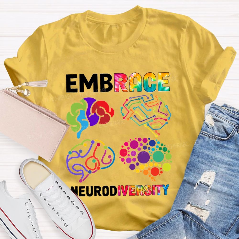 Embrace Neurodiversity Color EEG Teacher T-shirt