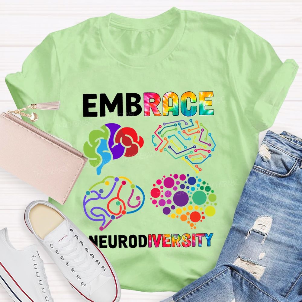 Embrace Neurodiversity Color EEG Teacher T-shirt