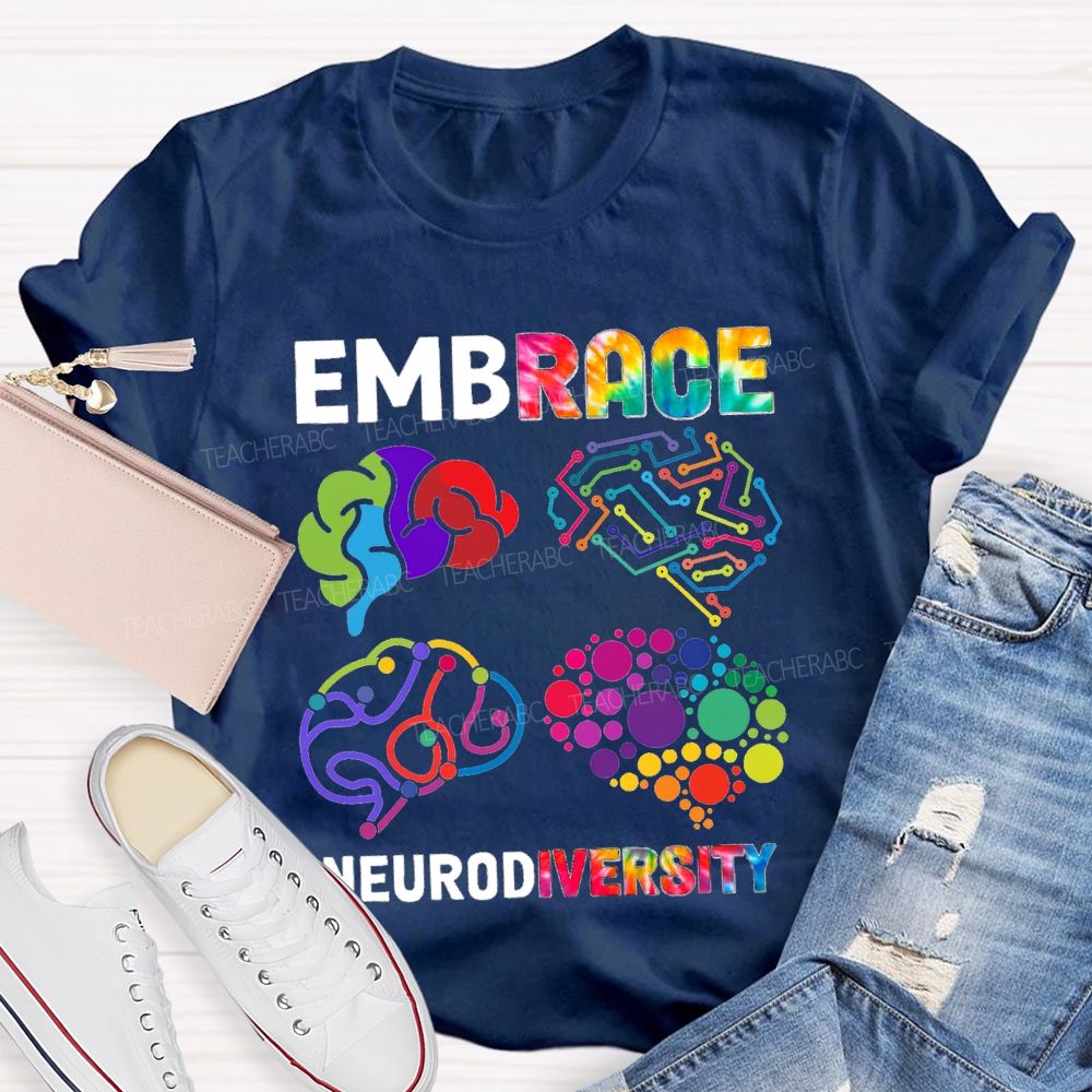 Embrace Neurodiversity Color EEG Teacher T-shirt