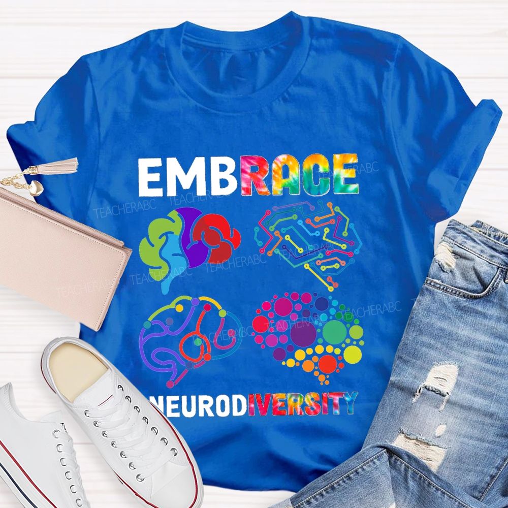 Embrace Neurodiversity Color EEG Teacher T-shirt