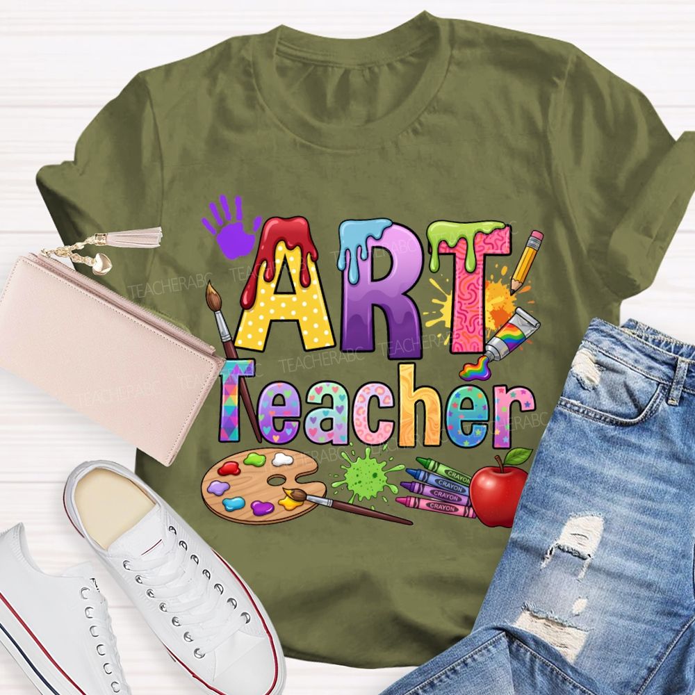 Art Teacher Colored Fonts And Color Palettes Teacher T-shirt