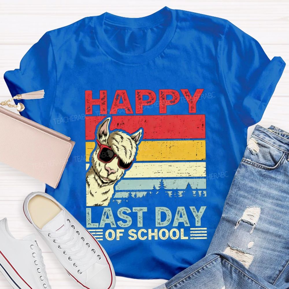 Happy Last Day Of School And Alpaca Teacher T-shirt