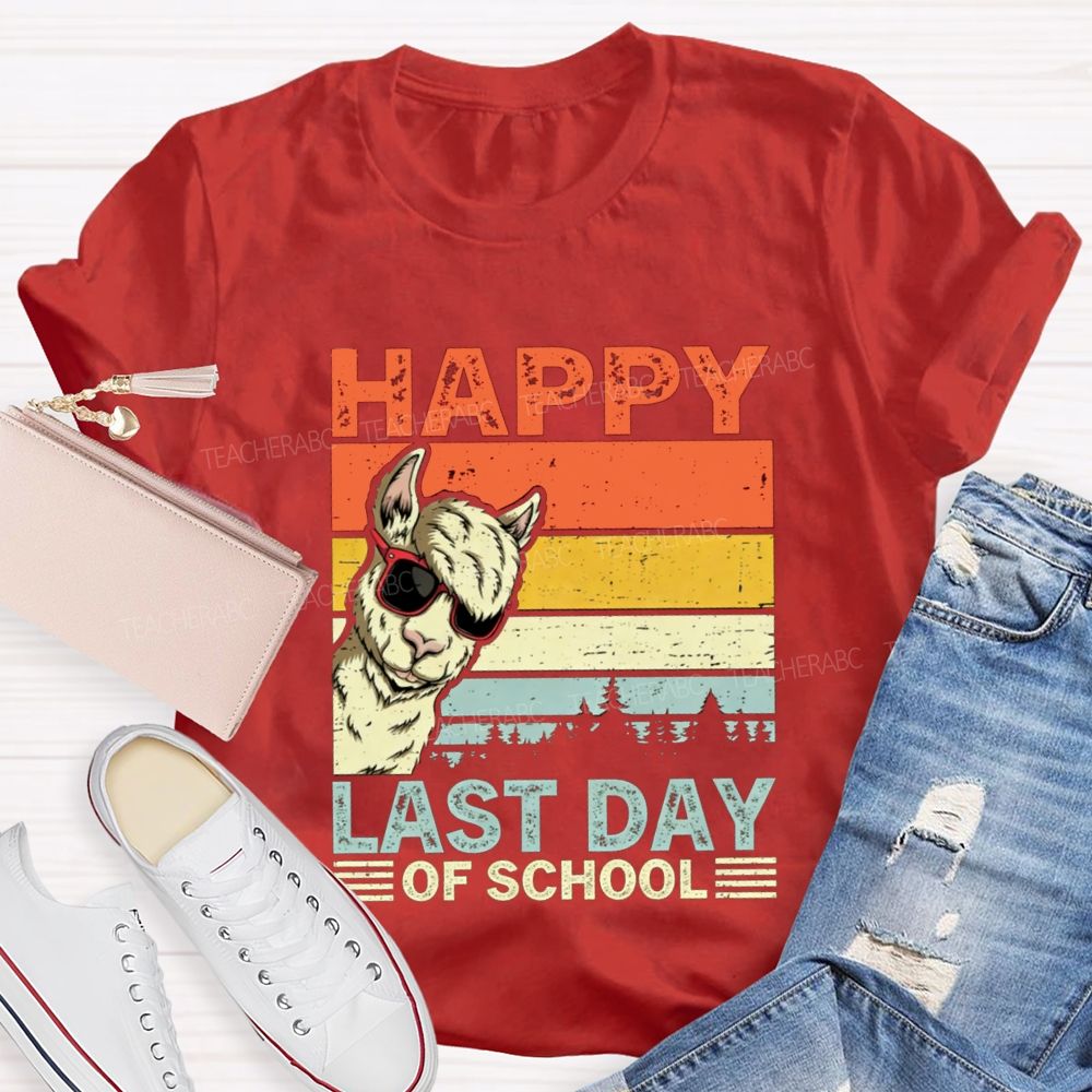 Happy Last Day Of School And Alpaca Teacher T-shirt