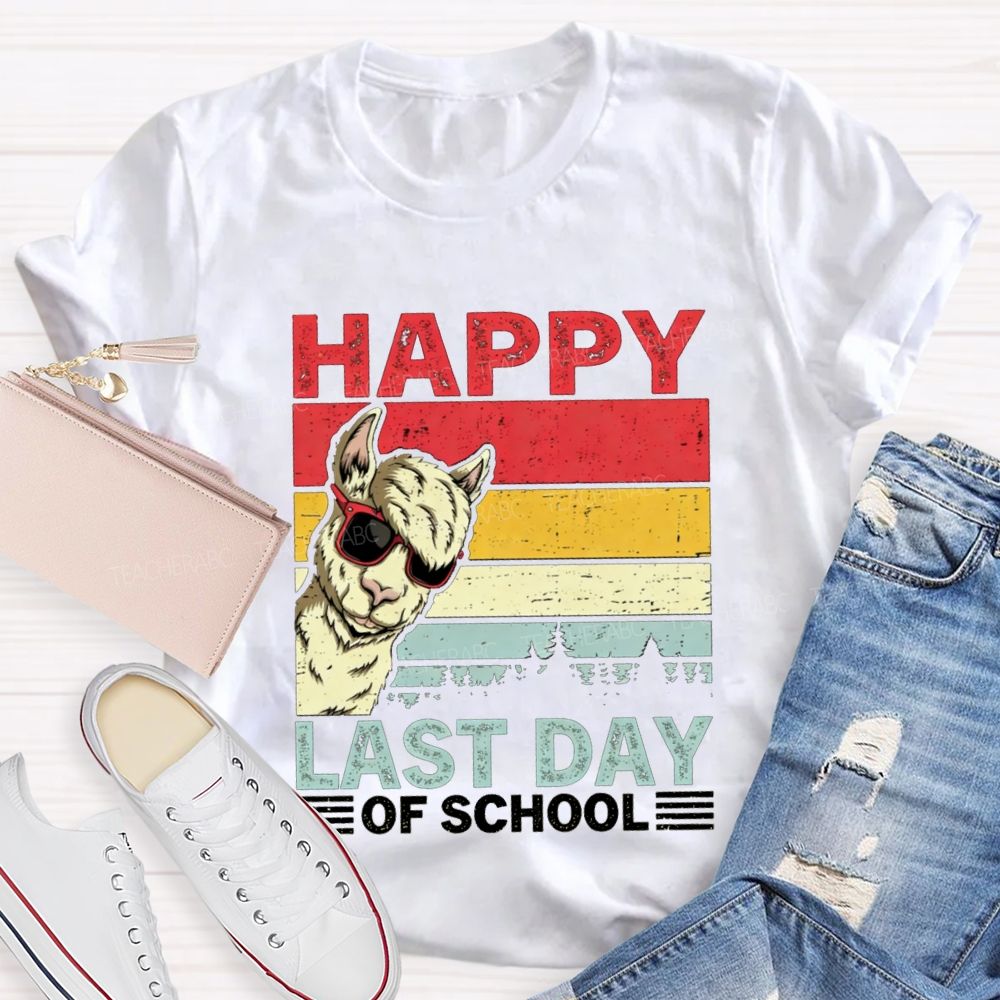 Happy Last Day Of School And Alpaca Teacher T-shirt