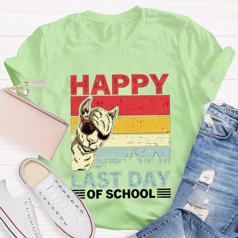 Happy Last Day Of School And Alpaca Teacher T-shirt