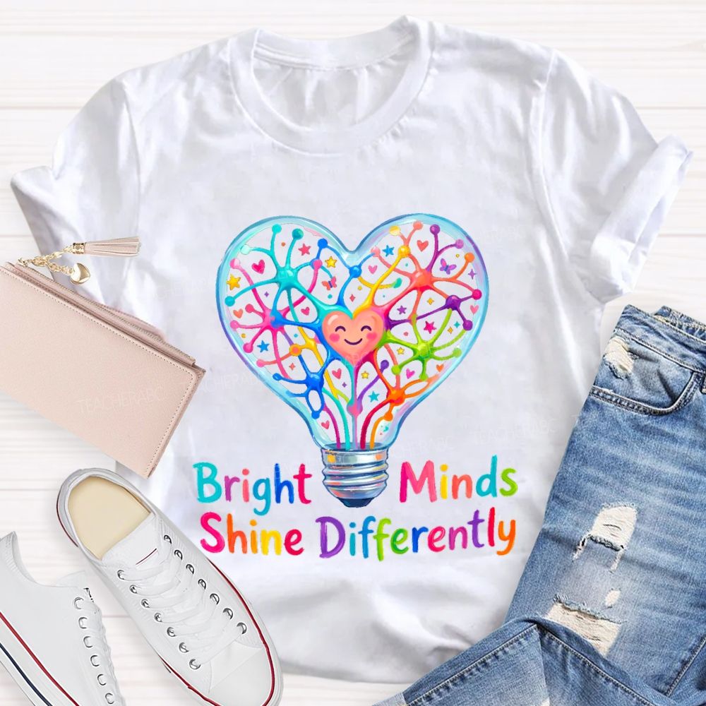 Bright Mind Shine Differently Teacher T-shirt