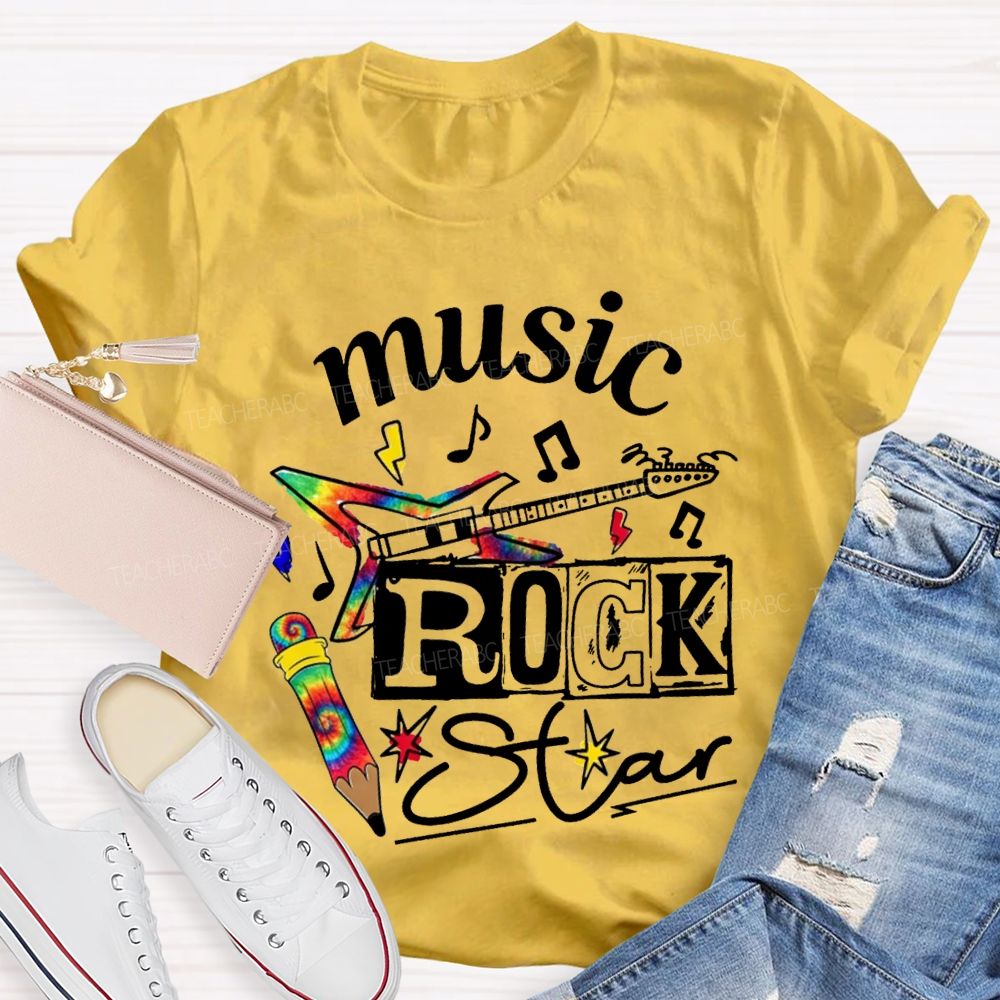 Music Rock Star Here'S A Guitar Teacher T-shirt