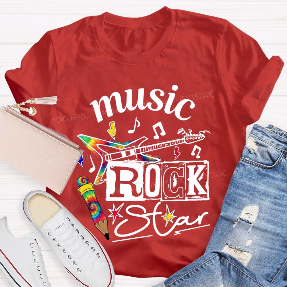 Music Rock Star Here'S A Guitar Teacher T-shirt