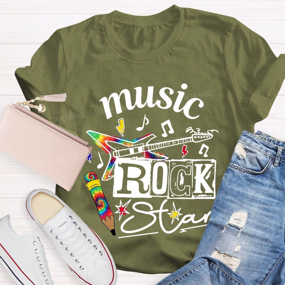 Music Rock Star Here'S A Guitar Teacher T-shirt
