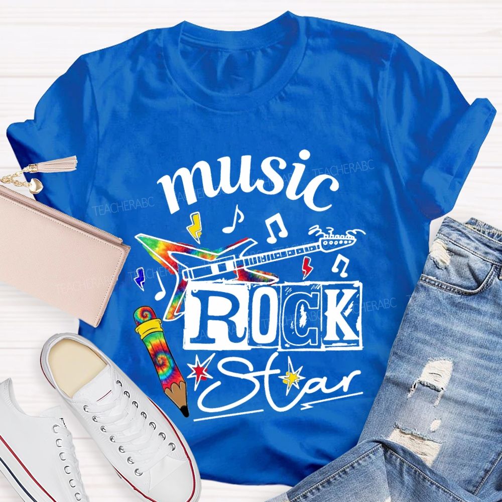 Music Rock Star Here'S A Guitar Teacher T-shirt