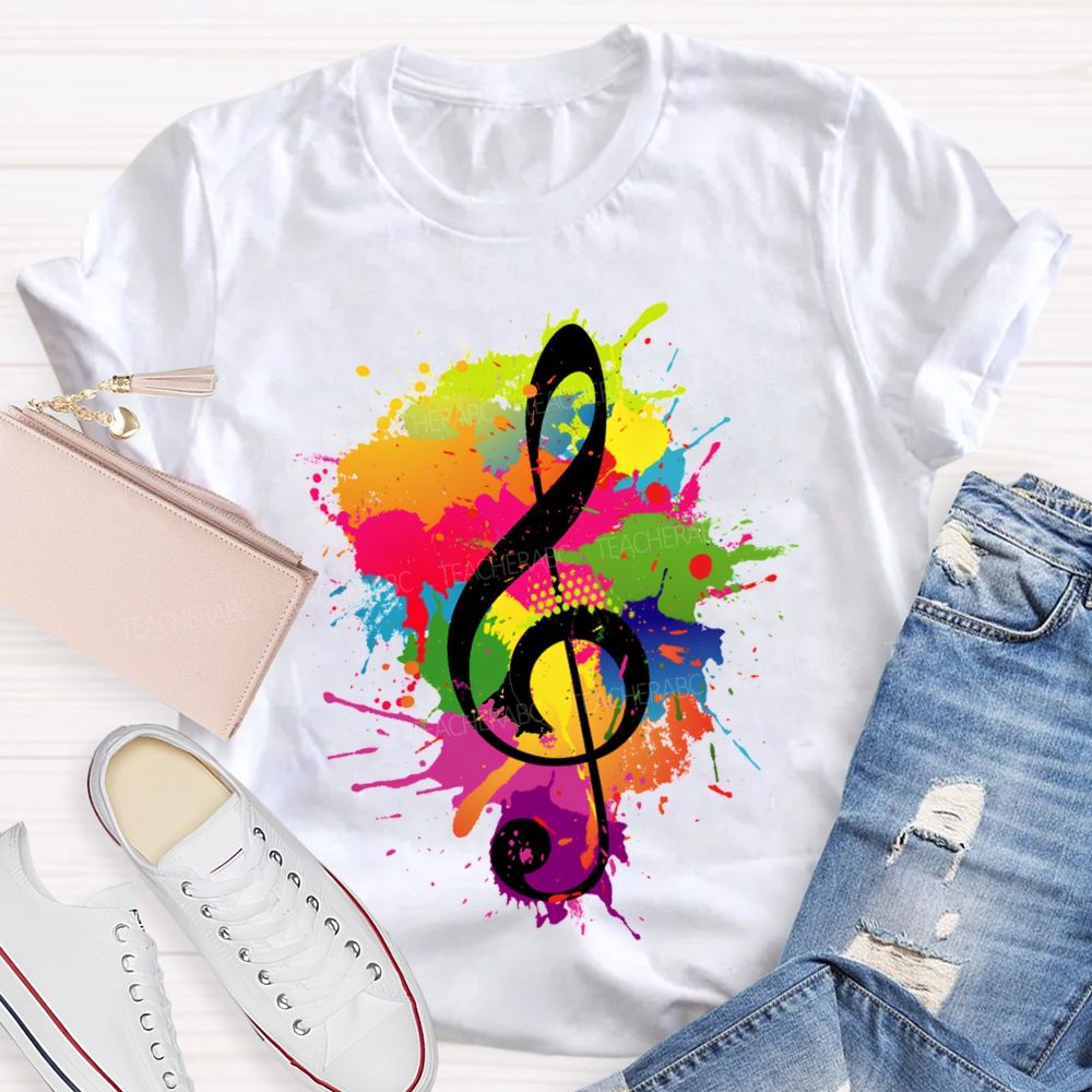 Rock It Out Colorful Tie-Dye Prints Music Teacher T-shirt