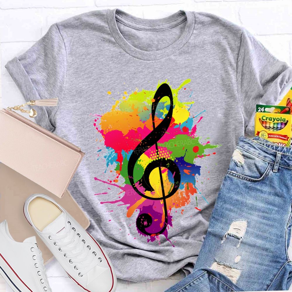 Rock It Out Colorful Tie-Dye Prints Music Teacher T-shirt