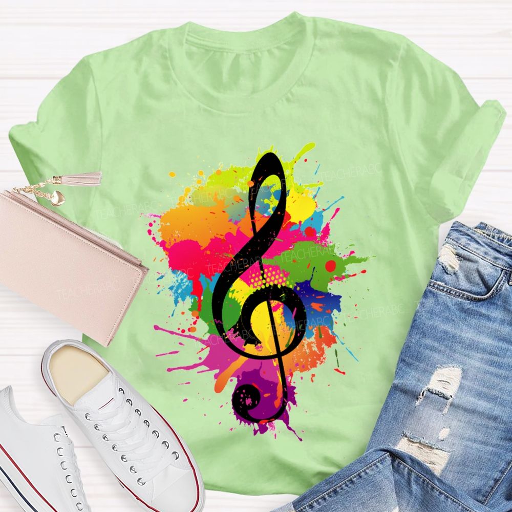 Rock It Out Colorful Tie-Dye Prints Music Teacher T-shirt