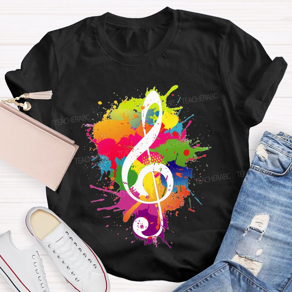 Rock It Out Colorful Tie-Dye Prints Music Teacher T-shirt
