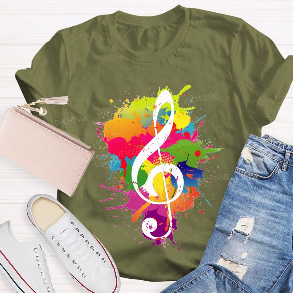 Rock It Out Colorful Tie-Dye Prints Music Teacher T-shirt
