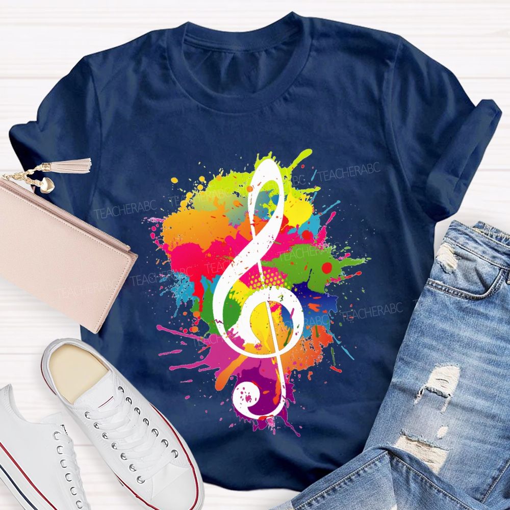 Rock It Out Colorful Tie-Dye Prints Music Teacher T-shirt