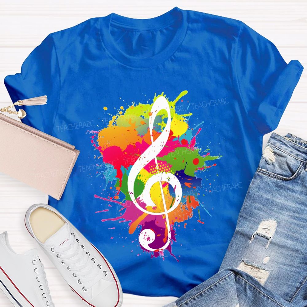 Rock It Out Colorful Tie-Dye Prints Music Teacher T-shirt