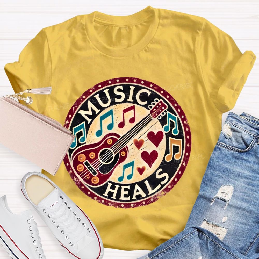 Music Heals Graphic Teacher T-shirt
