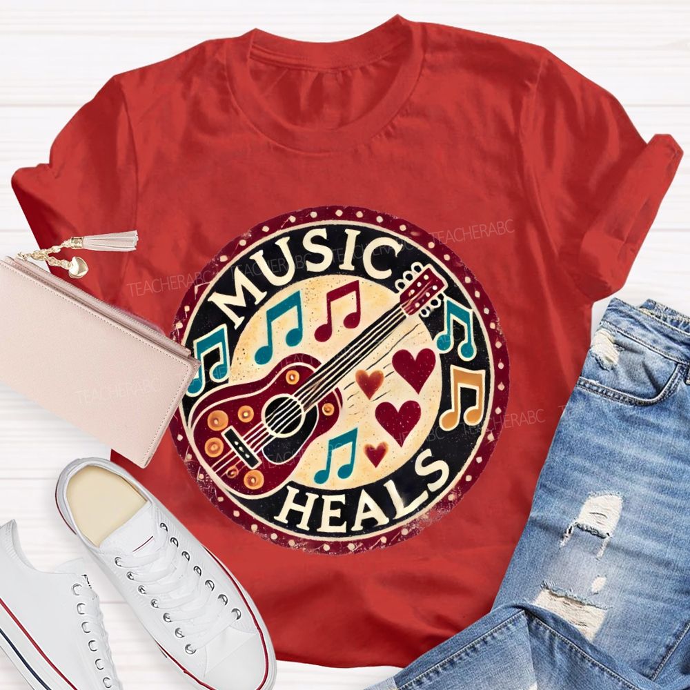 Music Heals Graphic Teacher T-shirt