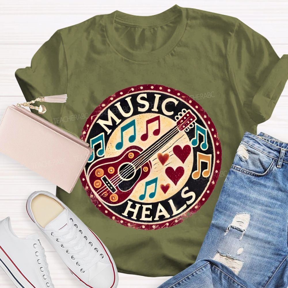 Music Heals Graphic Teacher T-shirt
